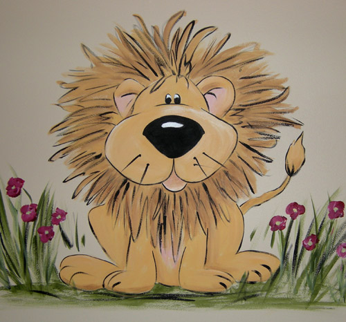 NoJo Lion Mural | Cartoon Lions for Nursery | No Jo